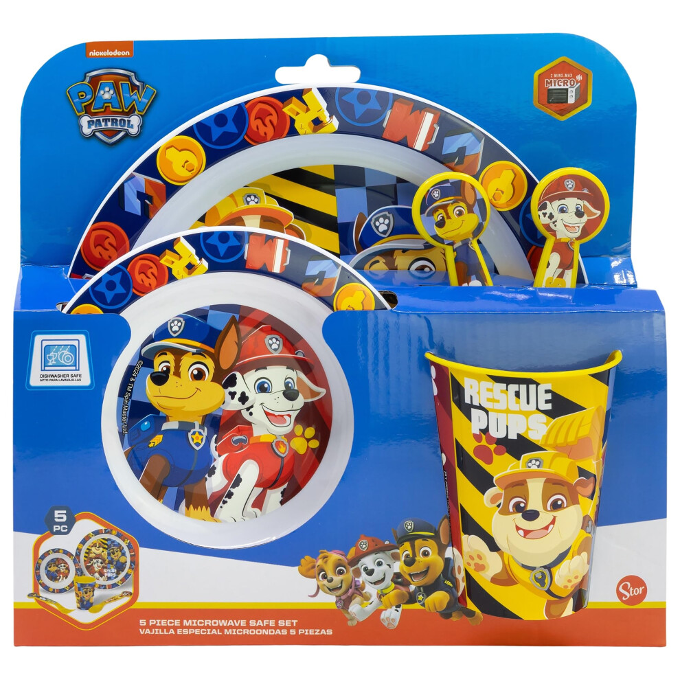 Reusable Children's Microwave Cookware Set, Consisting Of Glass, Plate, Bowl And Cutlery Paw Patrol Stor