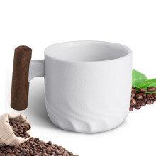 Vicloon Espresso Cups, Ceramic Coffee Mug, Coffee Cup with Wooden Handle Espresso Shot Cups, Retro Handmade Glazed Water Cup Mug, Home Office