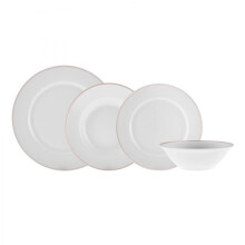 Karaca Rebeca Rose Gold 24 Pieces for 6 People Porcelain Crockery Set Unique Design Round Crockery Service White Porcelain Crockery Daily and Special