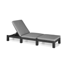 Allibert by Keter Daytona Sun Lounger with Adjustable Headboard for Garden, Patio & Balcony, Grey, including Garden Lounger Cushion, Flat Rattan