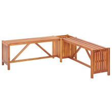 vidaXL Corner garden bench with solid acacia planter 117 x 117 x 40 cm