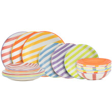 Cookinglife Summer Vibes | 18-Piece Dinnerware Set | Tableware for 6 Persons | 6 Dinner-, 6 Dessert- & 6 Deep Plates | Multicolor | Dishwasher Safe |