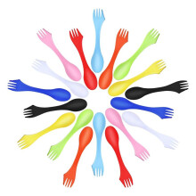 27 Pieces Camping Sporks Plastic 3 in 1 Spoon Fork and Knife Utensils Kit for Picnic, Outdoor Activities