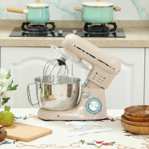 (Cream) HOMCOM Electric Stand Mixer, 4.5L Food Mixer with Dough Hook, Whisk