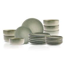 Karaca New Skal Stoneware Plates and Bowls Set, Reactive Glaze Dinner Set, Complete Kitchen Tableware Collection, Ideal Dinnerware for 6 People Dining