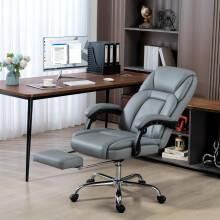 HOMCOM Office Chair, Computer Desk Chair with Spring Cushion, Grey