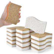 Eco-Friendly Natural Sponges for Dishes 15 Pack - Biodegradable Kitchen Sponge with Compostable Coconut Scrubber