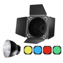 BD-04 Barn Door with Honeycomb Grid and 4 Color Gel Filter for Bowen Standard Reflector Photography Accessory