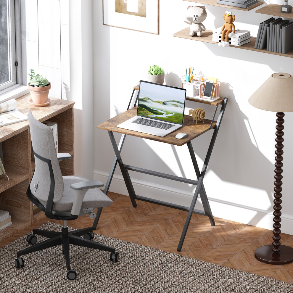 Homcom (Brown) 70 Cm Folding Computer Desk For Small Spaces Bedroom