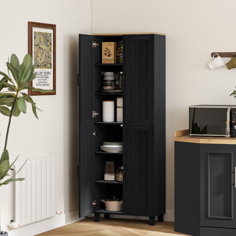 Homcom (Black) Modern Kitchen Cupboard Storage Cabinet With 4 Shelves Black