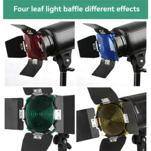 BD-04 Barn Door with Honeycomb Grid and 4 Color Gel Filter for Bowen Standard Reflector Photography Accessory