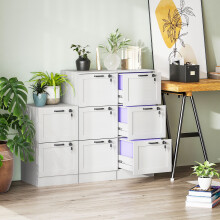 (One Size) HOMCOM File Cabinet, Lockable Filing Cabinet for A4 Letter, White