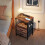 Homcom HOMCOM Slim Side Table with Charging Station, Bedside Table, Rustic Brown 8