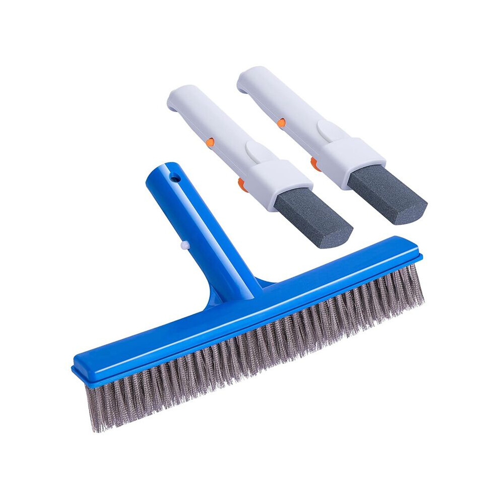 2 Pcs Pool Pumice Stone With Handle And 10Inch Stainless Steel Pool Brush For Inground/Above Ground Pool Cleaning 6031462918750