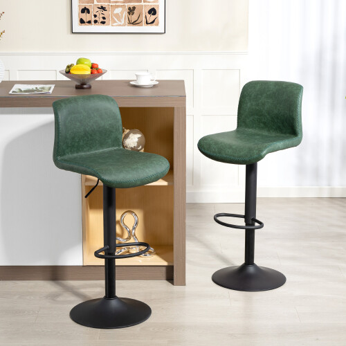 Homcom HOMCOM Barstools Set of 2, Dining Stools with Backrest and Footrest, Green