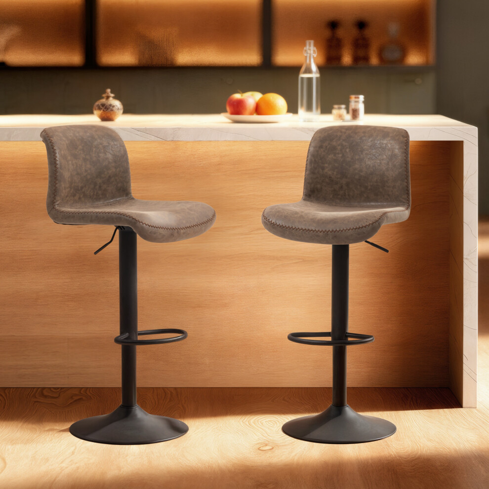 Homcom Barstools Set Of 2, Dining Stools With Backrest And Footrest, Brown