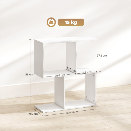 Homcom HOMCOM Side Table, Narrow End Table with Storage Shelves, White 2