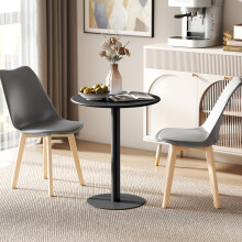 HOMCOM Dining Table, 60 cm Round Kitchen Table for 2 with Steel Base, Black