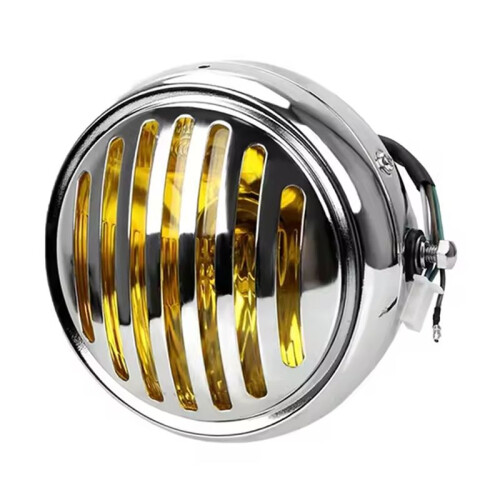 For    Gn125/Cg125 Modified Retro Universal Motorcycle 12V Black Shell Front Retro Round Headlight