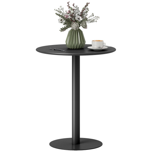 Homcom HOMCOM Dining Table, 60 cm Round Kitchen Table for 2 with Steel Base, Black 1
