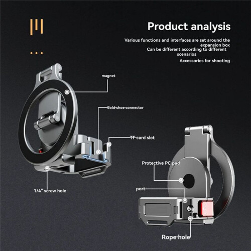 Magnetic Adapter with Fill Light for  Pocket 3 Teleprompter Mount Base Camera Live Streaming Bracket Expansion Frame