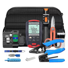 Kit fibre optique FTTH professionnel avec wattmètre, localisateur de défauts et outils de clivage