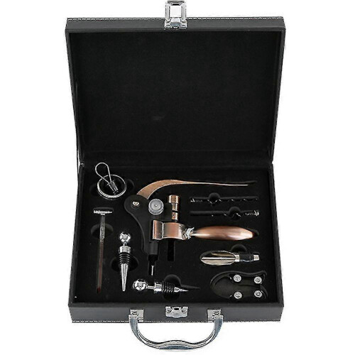 Premium Leather Box Rabbit Corkscrew Wine Opener Set with Pourer