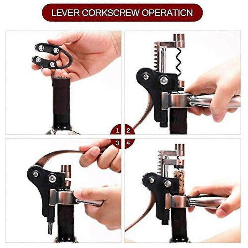 Premium Leather Box Rabbit Corkscrew Wine Opener Set with Pourer 1