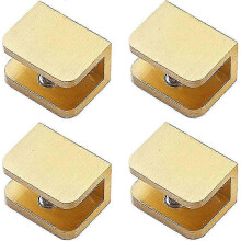 Gold Glass Clamp Pack of 4 No-drill Holder for 10mm-12mm Glass Shelf Bracket