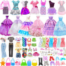 56Pcs Doll Clothes Outfit, Doll Accessories Mini Dress Party Dress Bikini Set Tops Pants Handbags Shoes Jewelry Accessories Random Stlye for 11.5 inc