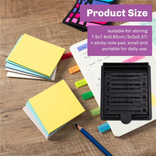 Postit Dispenser with Sticky Note Stencil,for 3x3 Inch Self-Sticky Notepad Maker Note Holder Clip with Template