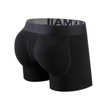 (XXL, zwart) Boxershorts voor heren met billenliftend effect, heupverstevigend element en uitneembare gewatteerde cup.