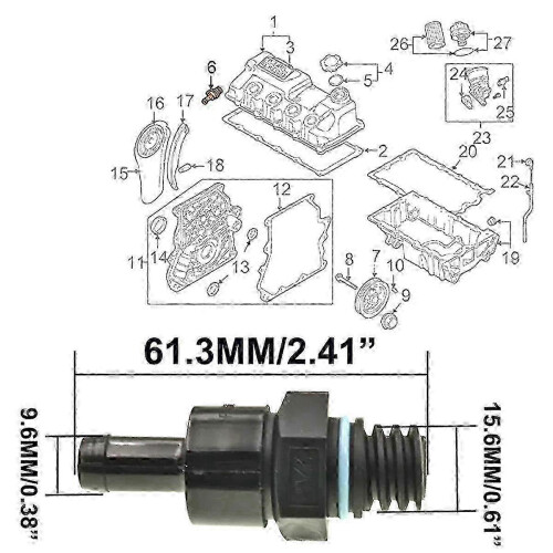 Mini Cooper PCV-Ventil 2000-2008 kompatibel mit R50 R52 R53 2