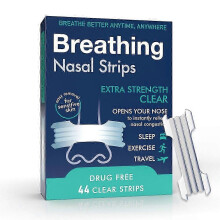 (1pc) Extra strength nose strips for sensitive skin - 44 clear nasal strips for better sleep and breathing