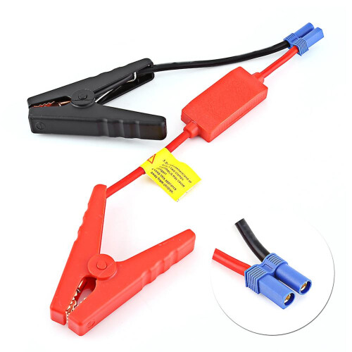 Booster cable for car battery with reverse charge protection