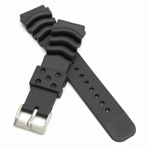 22MM rubber strap for SEIKO DIVER'S watch black replacement band 1