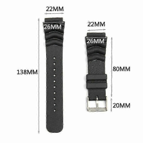 22MM rubber strap for SEIKO DIVER'S watch black replacement band 2