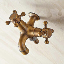 Antique Faucet European Dual-use Style Mop Pool Faucet Bathroom Wall Mounted Outdoor Garden Vintage Brass Faucet