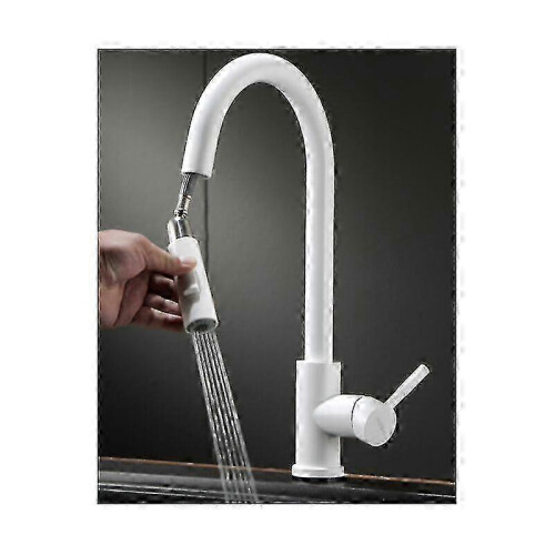 White kitchen faucet for vegetarian sink, pull out swivel design 1