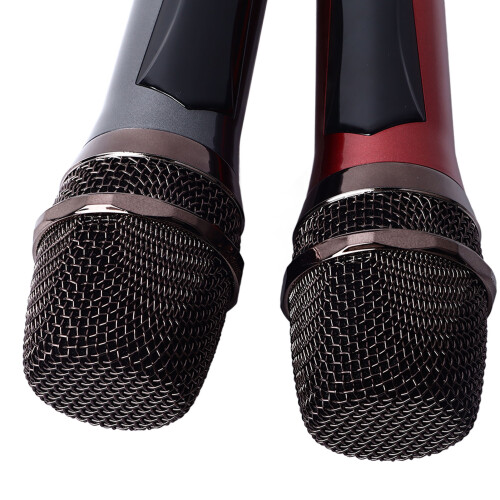 Dual Wireless Mic System 1200mAh Rechargeable Long Range Red Grey 2