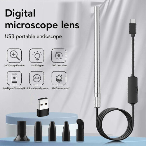 200X Magnification Microscope for HD Viewing - USB Endoscope with 8.5mm Lens 2