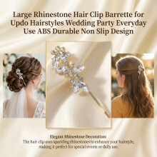 (Gold, Leaf) Rhinestone Hair Clip for Wedding & Everyday Use