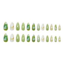 24Pcs Cat-Eye Press On Nails Green Grape Design