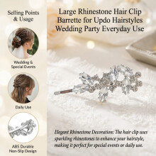 (Silver, Leaf) Rhinestone Hair Clip for Wedding & Everyday Use