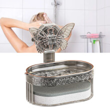 Double Layer Black PP Soap Holder with Water Drainage for Bathroom & Kitchen