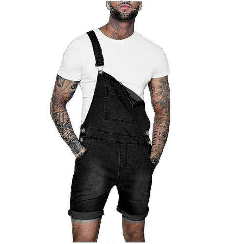 (S, Gray) Straight type denim shorts for men with breast pocket 2