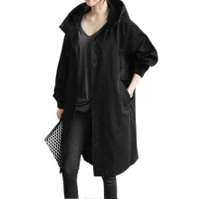 (4XL, Black) Hooded Waterproof Jacket for Women Windproof for Outdoor Activities