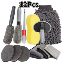 12pcs Auto Toelettatura Lavaggio Guanto Lucidatura Ceretta Spugna Ruota Mozzo Spazzola Pneumatici Pulizia Microfibra Asciugamano Dettaglio