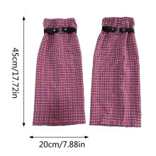 Dames Harajuku beenwarmers met ruitjesprint en ring van imitatieleer, lolita voetbedekking, roze