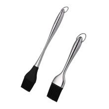 Barbecueborstelset met hittebestendige siliconenborstel en antisliphandvat voor grillen en bakken.